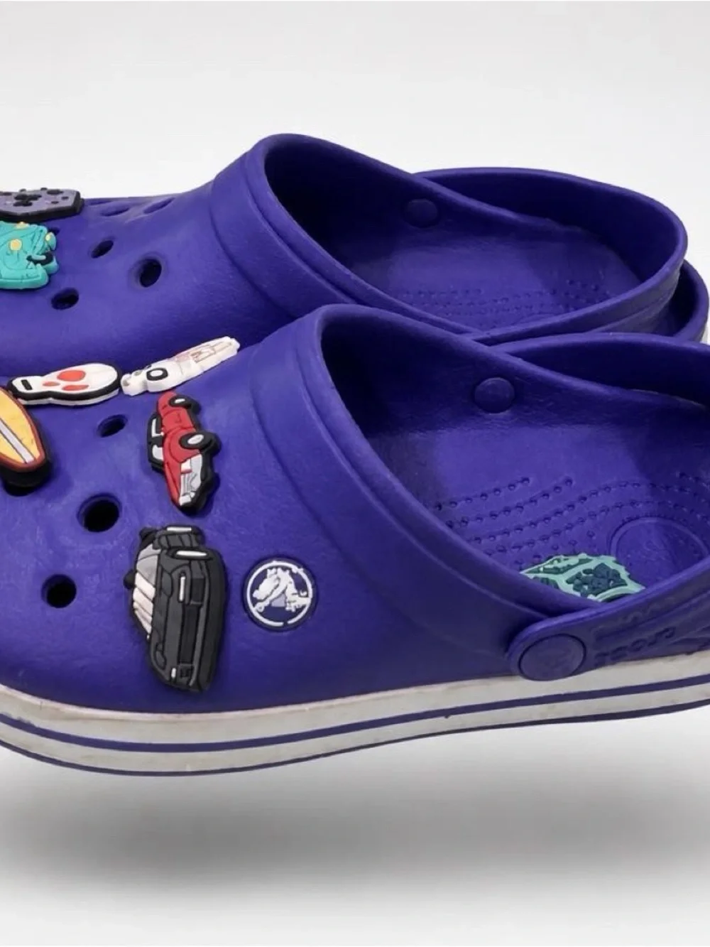 CROCS Kids Purple Clog Slip-Ons with Assorted Jibbitz Charms